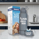 Water Bottle with Detachable Dog Bowl - I Love my Dog